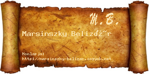 Marsinszky Belizár névjegykártya